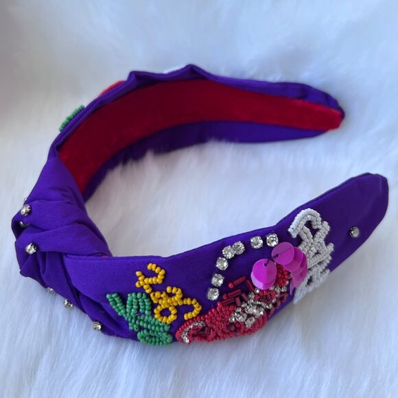 Let’s Go Cray Beaded Knotted Headband Carnival NOLA Vibes - Picture 5 of 7